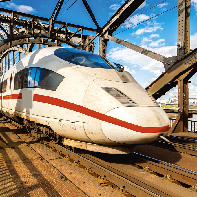 ICE train on a bridge